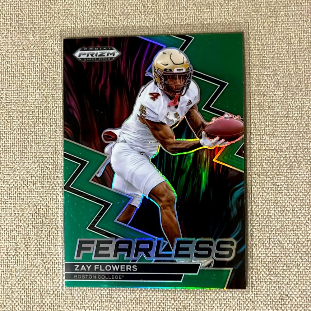 Zay Flowers 2023 Panini Prizm Draft Picks Fearless Green NFL Football Card